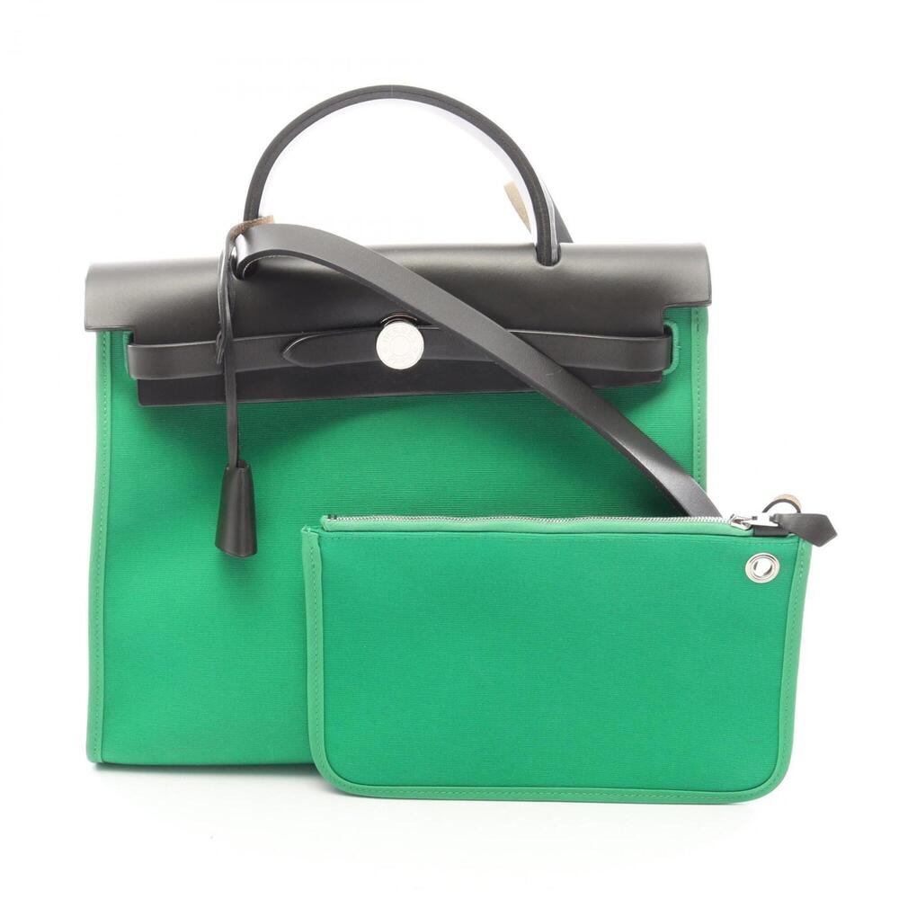 Hermes Herbag Zip PM 2-Way Handbag, Canvas and Leather, Toile Officier, Vache...